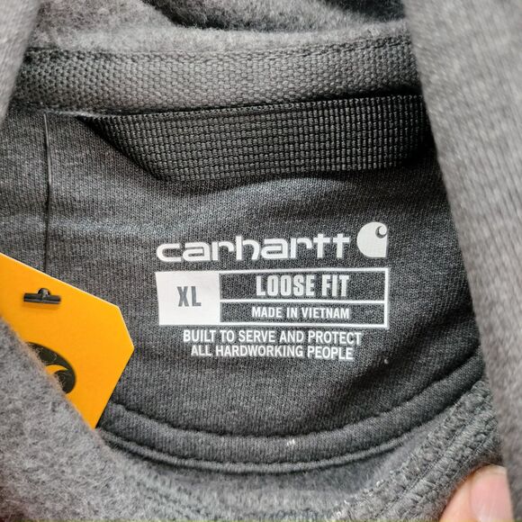 Carhartt Hoodie Men XL Gray Loose Fit Midweight Sweatshirt Pullover K121 NEW - Picture 5 of 10